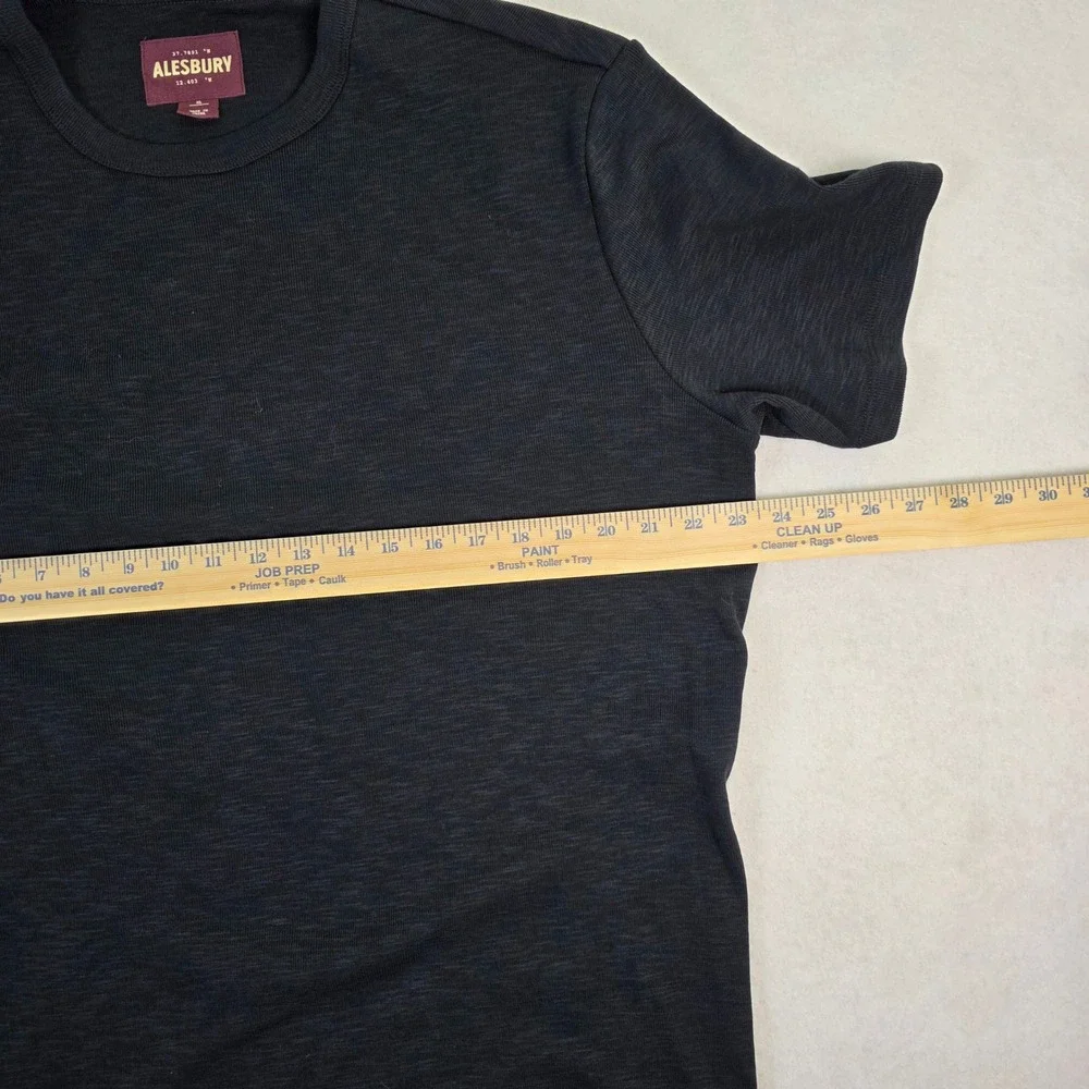 Alesbury Mens XL Slub Cotton T-Shirt Charcoal Black Crew Neck Short Sleeve Tee - Picture 5 of 7